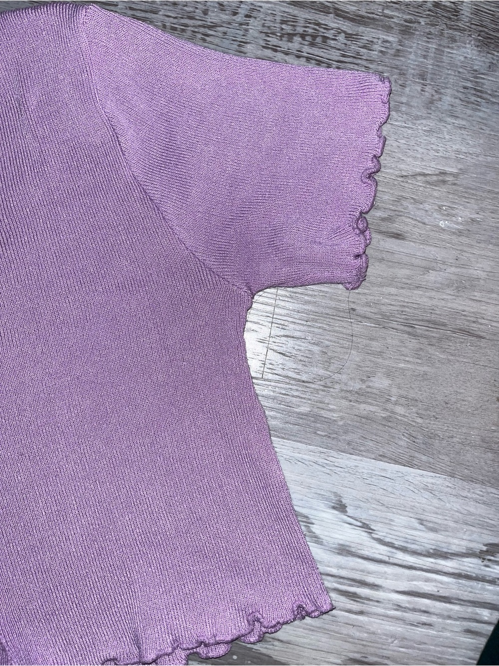 Lavender Button-Front Ruffle Trim Cropped Cardigan - Picture 5 of 7